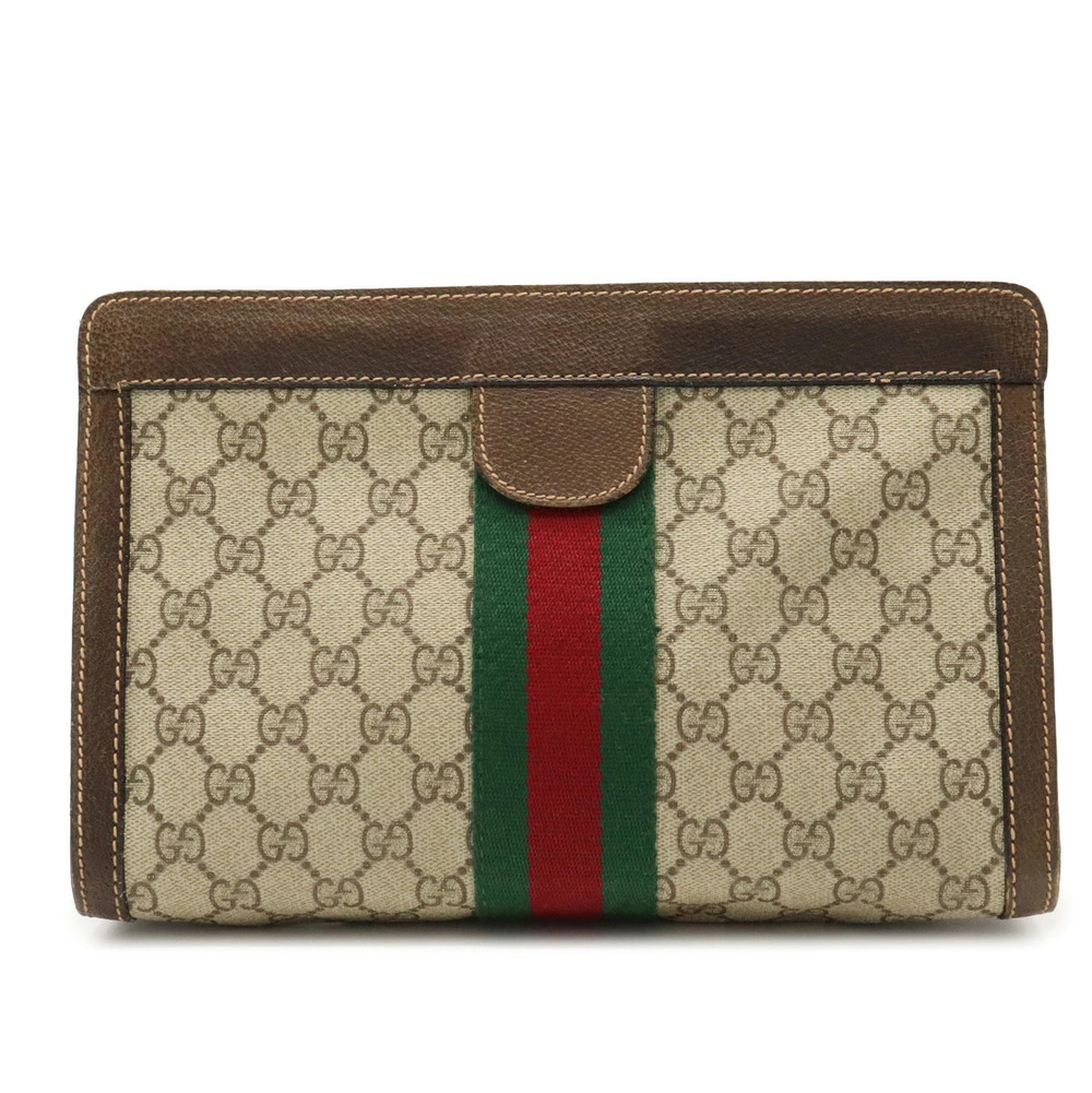 Gucci GG Plus Sherry Clutch Bag Shoulder Leather Beige Cream Brown Green Red